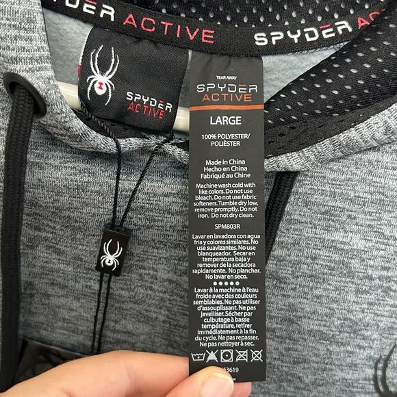 Spyder Active ProWeb Pullover Hoodie NWT Men's Sz L Gray Sweatshirt Athleisure - Picture 9 of 9